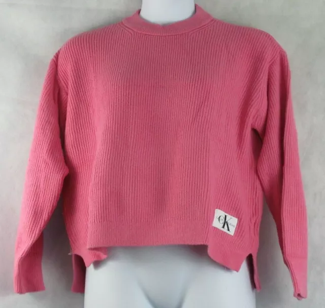 Calvin Klein Jeans Women's Crewneck Pullover Sweater, Cosmic Pink, XL