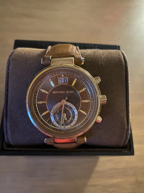 LADIES MICHAEL KORS MK 2424 Sawyer Quartz Wristwatch Brown Leather