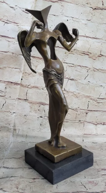 Salvador Dali Surrealistic Angel Abstract Modern Art Bronze Statue Sculpture