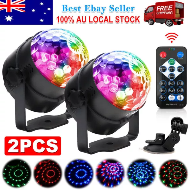 UP TO 2X USB Disco Lights Party DJ LED RGB Stage Lamp Crystal Magic Ball Remote