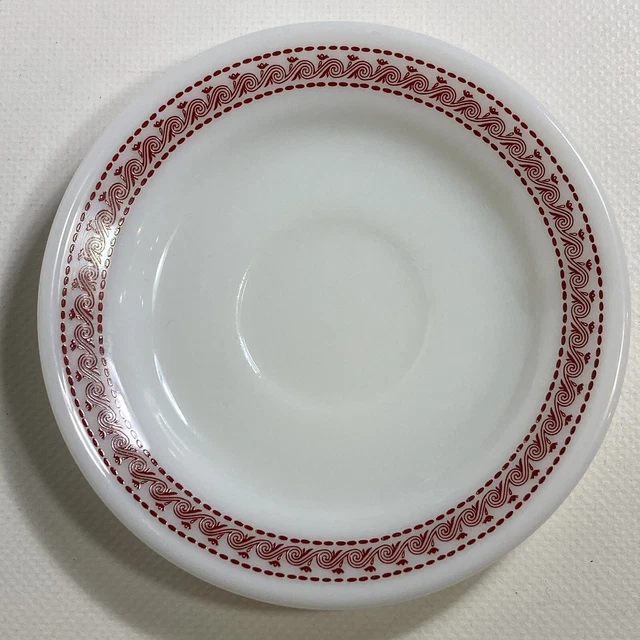 VTG PYREX TABLEWARE Corning White Red Chariot Cup Plate Saucer