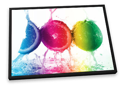 Rainbow Fruit Slices Kitchen CANVAS FLOATER FRAME Wall Art Print Picture
