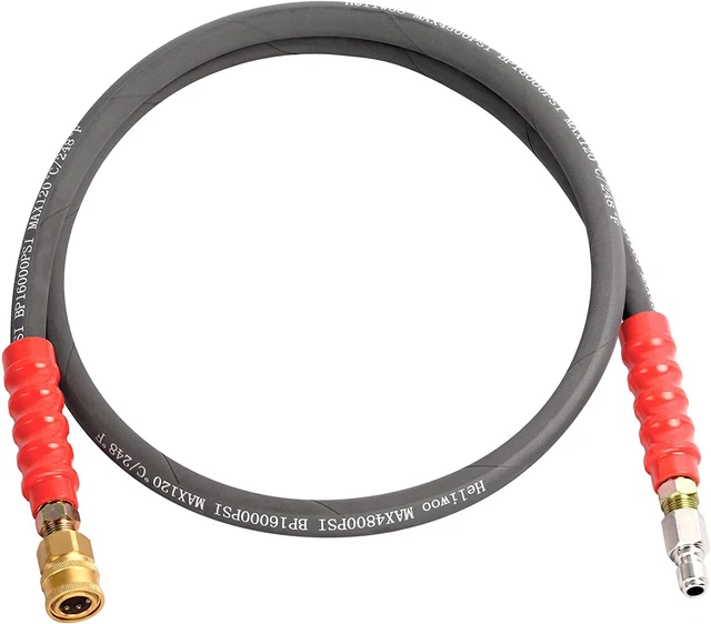 Heliwoo Pressure Washer Whip Hose 5FT, 3/8'' Hose Reel Connector Hose for Power