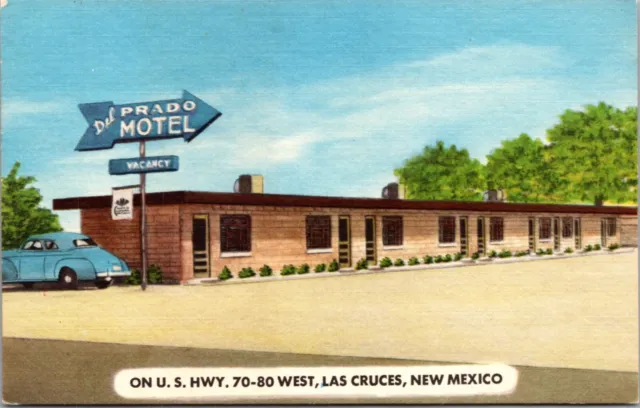 Linen Postcard Del Prado Motel US Hwy 70-80 West Las Cruces, New Mexico