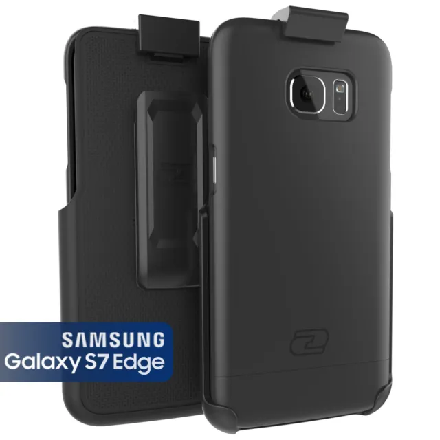 For Samsung Galaxy S7 EDGE Hard Case Ultra-Thin Belt Clip Holster Black
