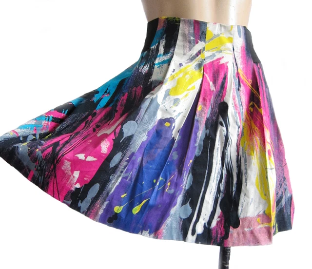 Multicolore Elasticizzato River Island Minigonna, Taglia UK 8/10 Foderato Nuovo