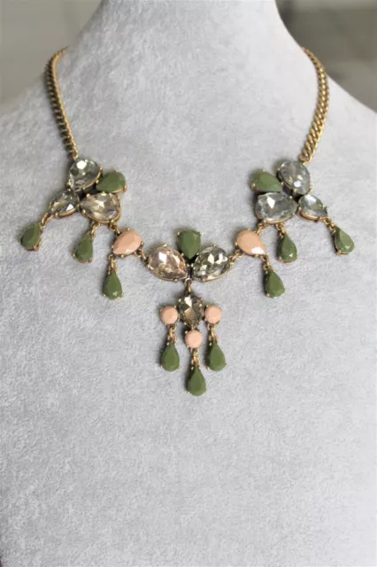 J. Crew Green Multi Crystal Drop Vintage Gold Statement Necklace J. Crew Green Multi Crystal Drop Vintage Gold Statement Necklace