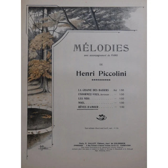PICCOLINI Henri Rêves d'Amour Chant Piano