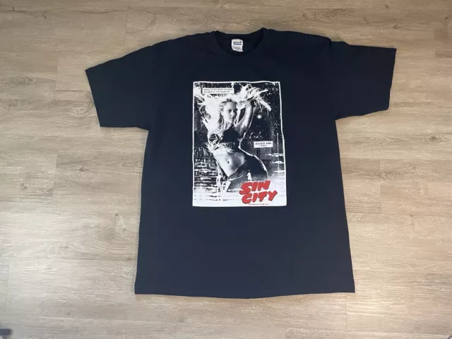 VTG Men’s Sin City Shirt Adult Sz XL Extra Large Black Jessica Alba Movie Promo