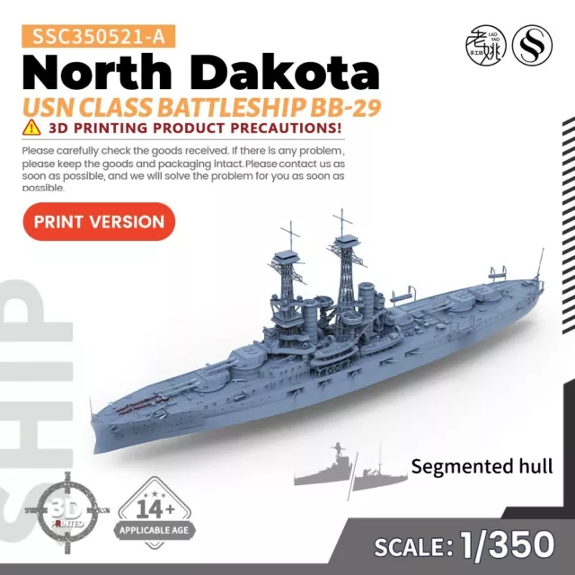 SSMODEL 1/350 521-A Military Model Kit USN North Dakota Class Battleship BB-29
