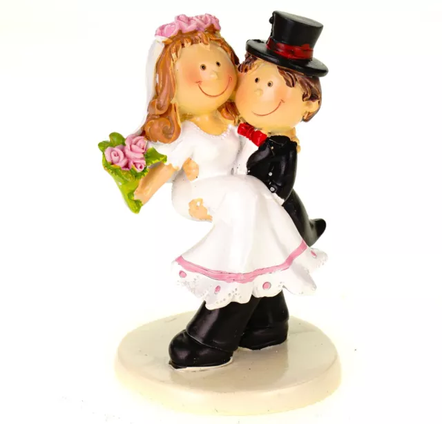 Hochzeitspaar Hochzeit Figur Deko Brautpaar Mann trägt Frau 10 cm Hochzeitstorte