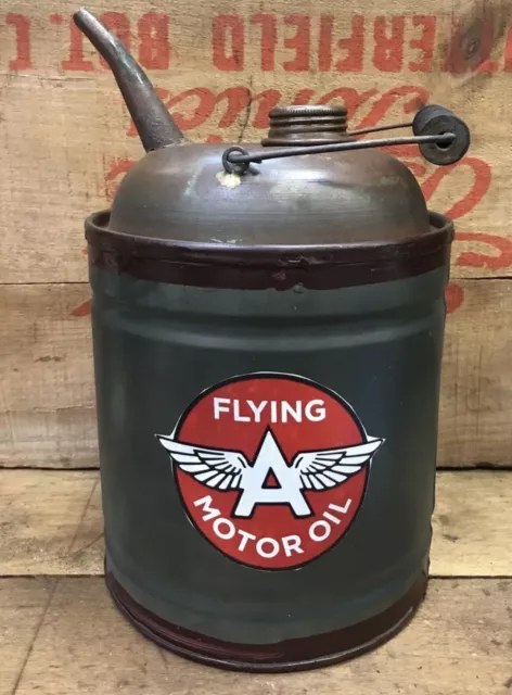 Tydol FLYING “A”  1 Gallon Tin Oil Filler Can with Spout, Carrying Handle