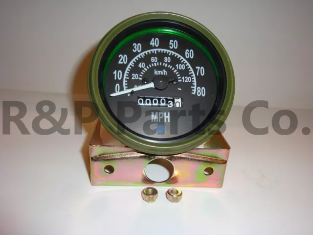 Speedometer Gauge for Willys MB Jeep Ford CJ GPW Olive Bezel 80 MPH