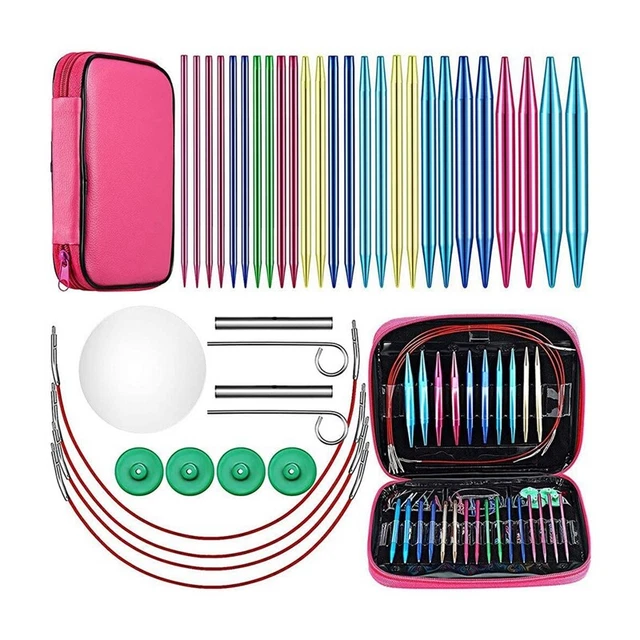 Kit Complet D'aiguilles à Tricoter En Aluminium - 11 Paires (2.0 à 8.0 Mm) Avec Accessoires (marqueurs, Ciseaux, Etc.)