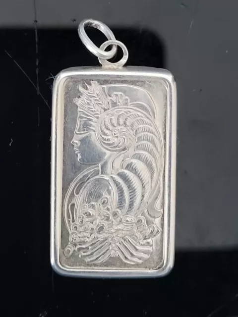 RARE Pamp Suisse Lady Fortuna Half Ounce 1/2oz 999 Fine Silver Pendant Ingot Bar