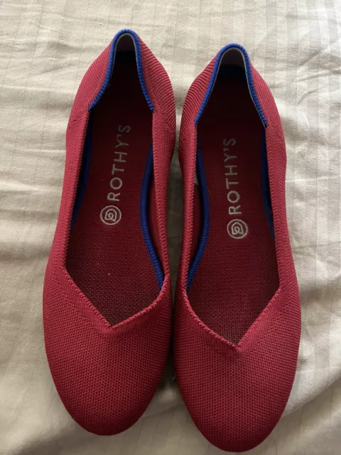 Rothy's Slip On Round Toe Red Recycled Ballet Women's Size 9.5 Flat Shoe