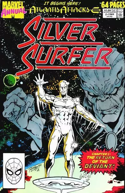 SILVER SURFER (Vol. 3) ANNUAL #2 F/VF, Direct, Marvel Comics 1989 Stock Image