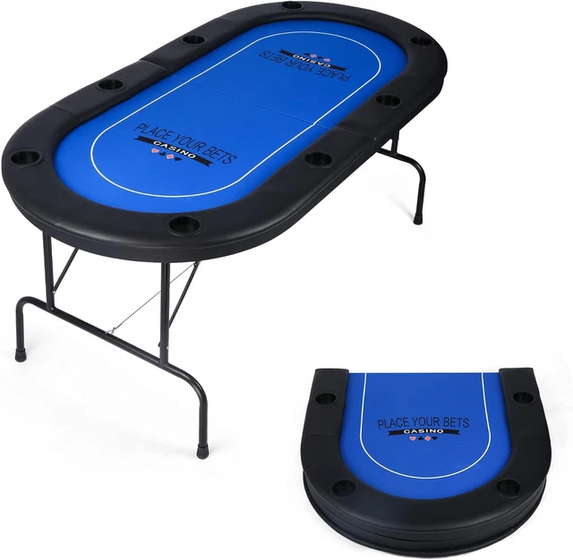 Poker Table Foldable, Card Table with Cup Holder, Casino Leisure Table Top Texas
