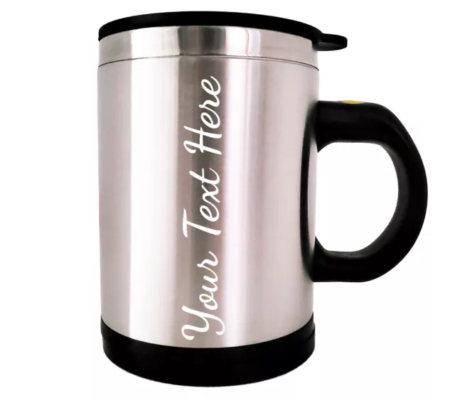 Personalised Self Stirring Mug Stainless Custom Steel Coffee Tea Mixing Cup UK
