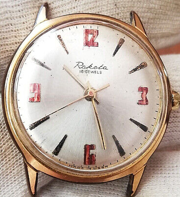 RAKETA  OLD 1960"S  Mechanical Gold Plated WRIST Watch MADE IN USSR  СССР