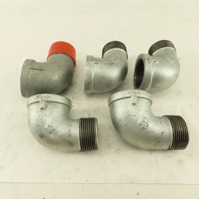 1-1/4" NPT 90° Street Elbow Galvanized Iron Pipe Schedule 40 Lot of 5