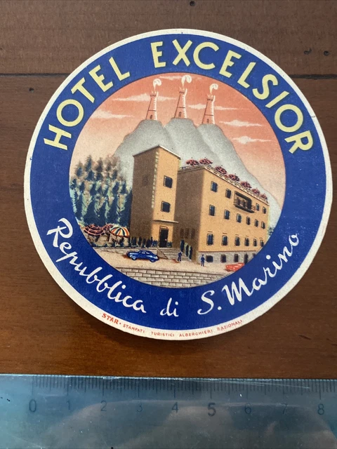 etichetta albergo valigia luggage label HOTEL EXCELSIOR REPUBBLICA DI S. MARINO