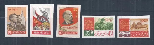 SOWJETUNION USSR 1957 MiNr: 1995 - 1999 IMPERF MNH REVOLUTION LENIN