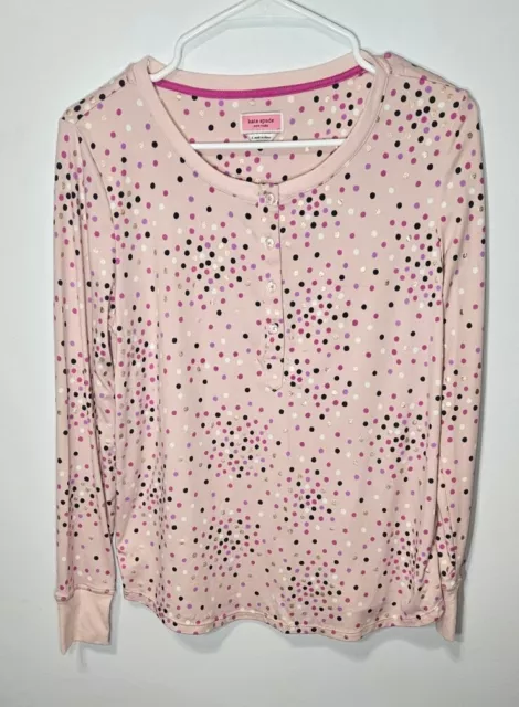 Kate Spade Festive Confetti Dot Pajama Top In Pink Small Henley Polka B8