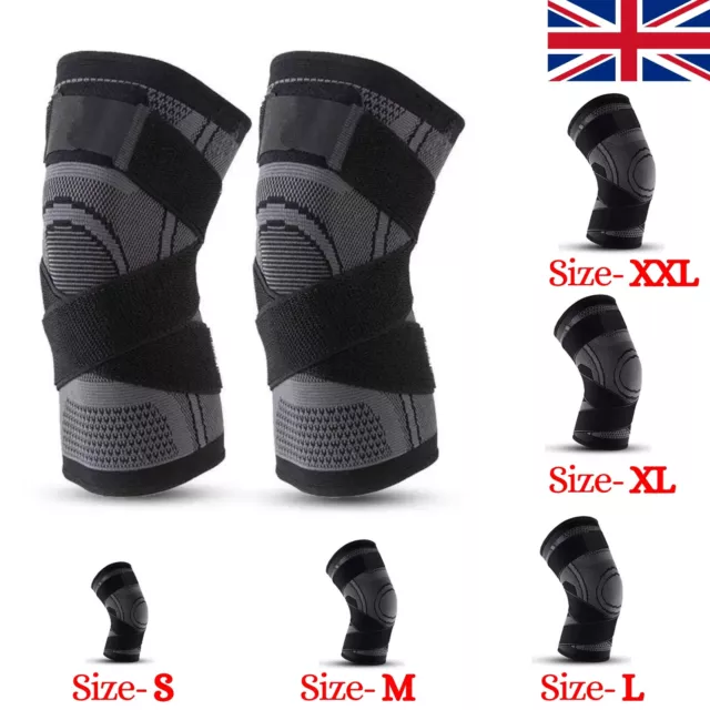 Knee Support Compression Sleeve Brace Patella Arthritis Pain Relief Gym Sports