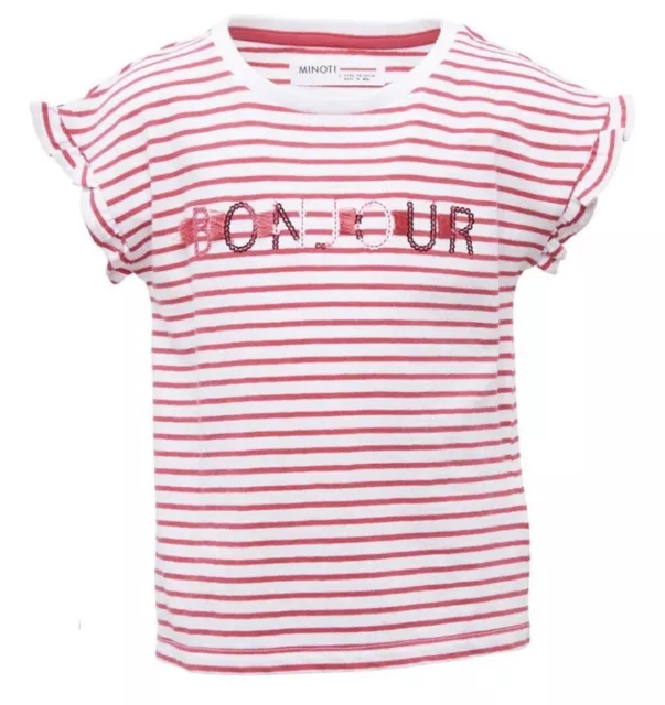 Minotaur Girls Age 6 - 7 Bonjour Red White Striped TShirt Top BNWT RRP £14.99