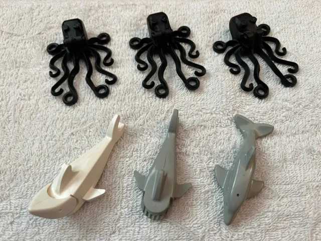 LOT 12 of 14 - 10 LEGO SEA ANIMALS - 3 OCTOPUS, 1 DOLPHIN, 1 WHALE, & 1 SHARK