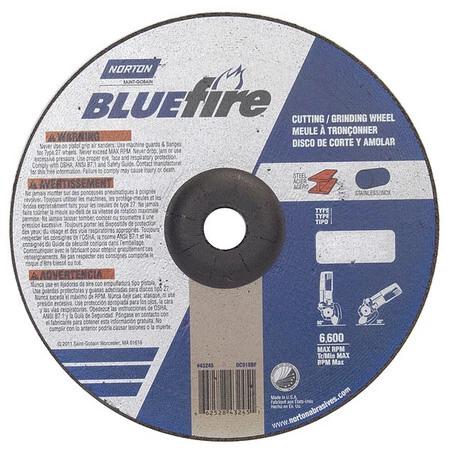 Norton Abrasives 66252843245 Depressed Center Wheels, Type 27, 9 In Dia, 0.125