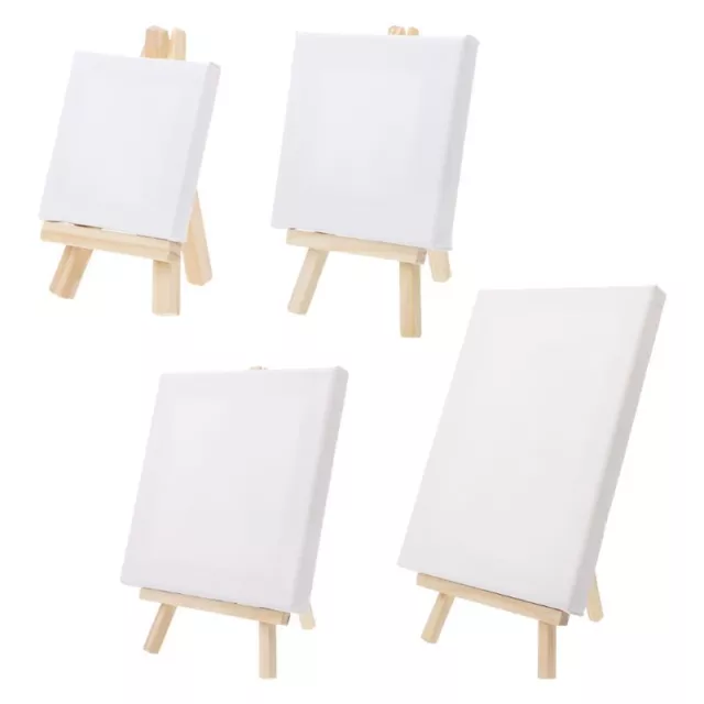 Mini Canvas and Natural Wood Easel Set Art Home School Sketching Painting