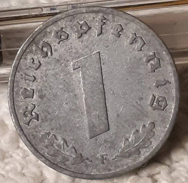 1943-F WW2  1 Reichspfennig ~ German ~ WWII Germany ~  Circulated Coin ~