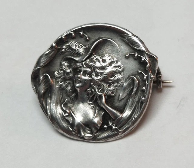 Broche Ancienne Porte-photo 1900 Couple - Bijou Antique Français Vintage