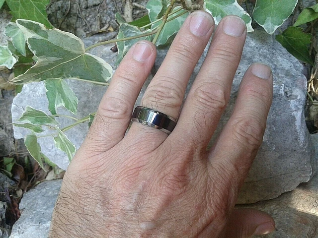 Bague anneau céramique acier inoxydable noir croix argent femme taille 54 / USA 7 | eBay