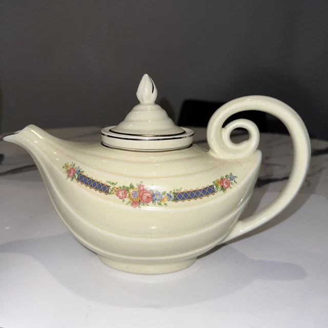 RARE FLOWER PATTERN ALADDIN TEAPOT HALL SUPERIOR QUALITY KITCHEN  Platinum Trim