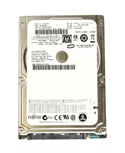 FUJITSU MHY2080BH CA06889-B028 2.5" 80GB SATA 5400 RPM Hard Disk Drive