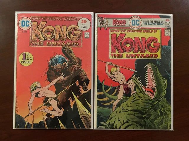 (Lot of 2 Comics) Kong the Untamed #1 & #4 (DC 1975) Bernie Wrightson Mid Grade