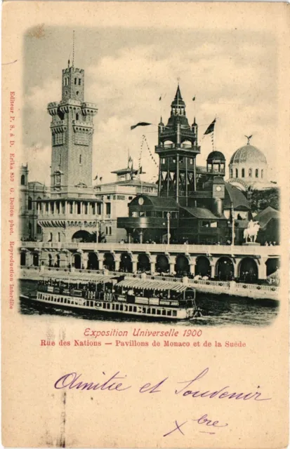 CPA PARIS EXPO 1900 - Rue des Nations. Pavillons de Monaco et Suede (308180)