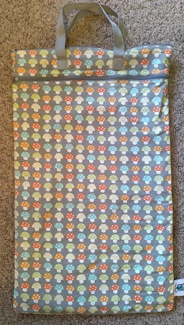 Planet Wise Hanging Wet/Dry Large 24"x15" Bag Colorful Toadstool Mushrooms
