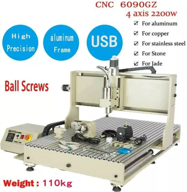USB 2.2KW CNC 6090 4 Axis 2200W Router Engraver Milling Machine VFD CNC DIY + RC
