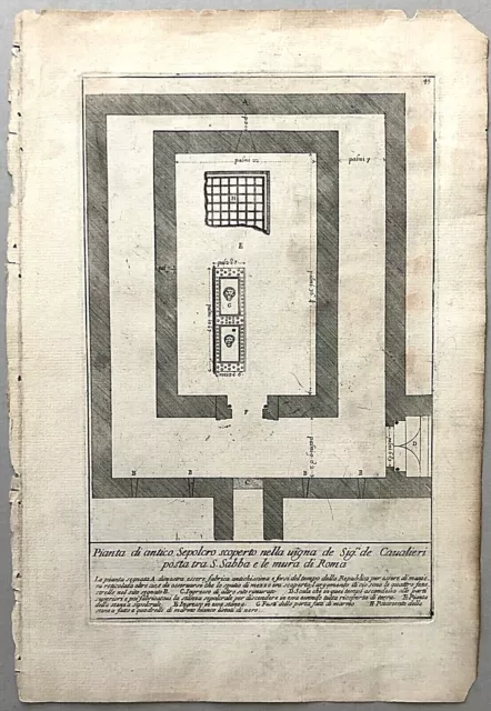 Antique 1704 Architecture Print From Bartoli GLI ANTICHI SEPOLCRI Roman Etruscan