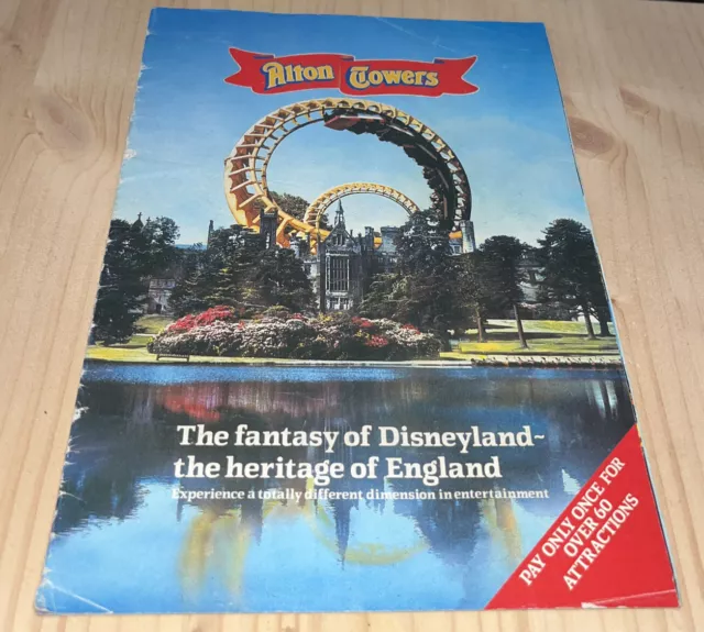 Vintage 1984 Alton Towers Theme Park Map Guide - Excellent - Rare Collectable