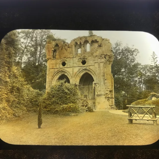 Antique Magic Lantern Glass Slide Color Photo Dryburgh Abbey Edinburgh Scotland