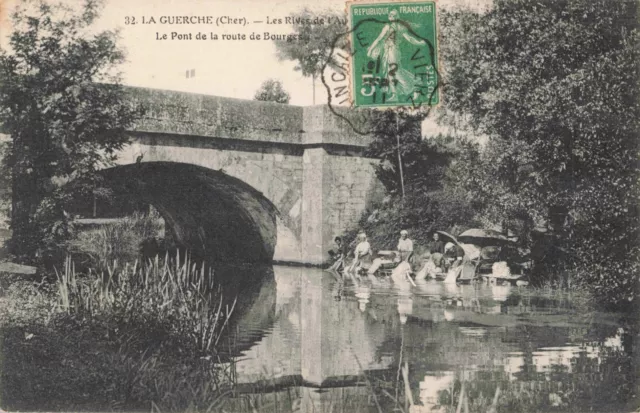 Cpa Cher 18 La Guerche Les Rives De L'aubron Pont De La Route De Bourges