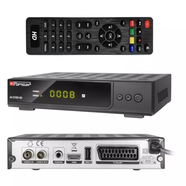 Cable digital DVB-C TV receptor de cable receptor HDTV Opticum C100 SCART USB HDMI 2