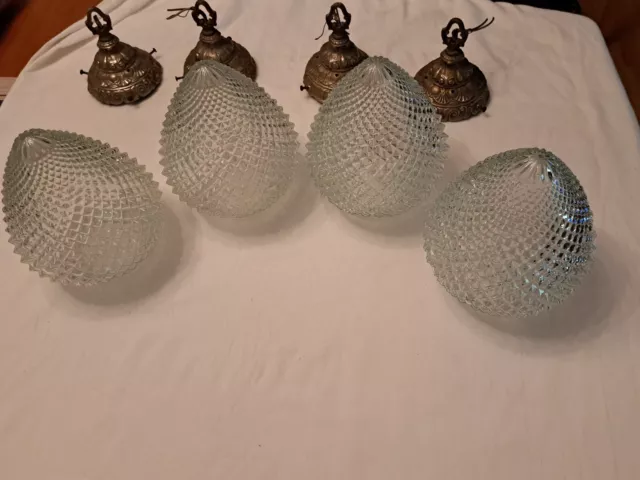 Vtg Mid Century Modern Large  Clear Hanging Swag Globe Lampshade
