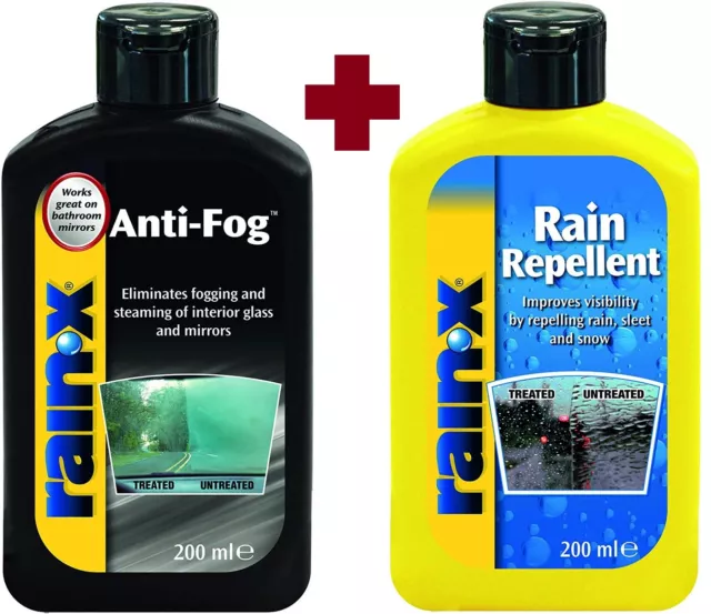 Rain-X Anti-Fog + Rain Repellent Window Mirror Glass Treatment Car Combo Pack*