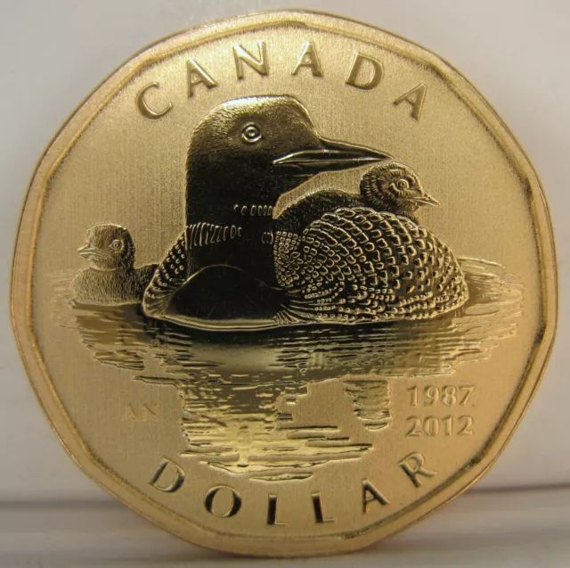 Canada 2012 $1 25th Anniv. of Loonie Loon With Chicks SPECIMEN Uncirculated